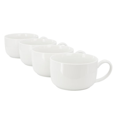 Gibson 4 Piece 32.5 Ounce Fine Ceramic Large Latte Mug Set in White