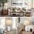 23“ Updated Modern Ceramic Table Lamp Set with Dual USB Ports and Bulbs-1302996595