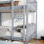 Lit superposé simple en bois d'hévéa avec 2 tiroirs, convertible en 2 lits simples, lit superposé simple avec échelle et garde-corps, gris-67321631-67321625