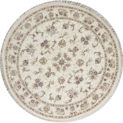 Hand-Knotted High-Quality Gray Round Area Rug