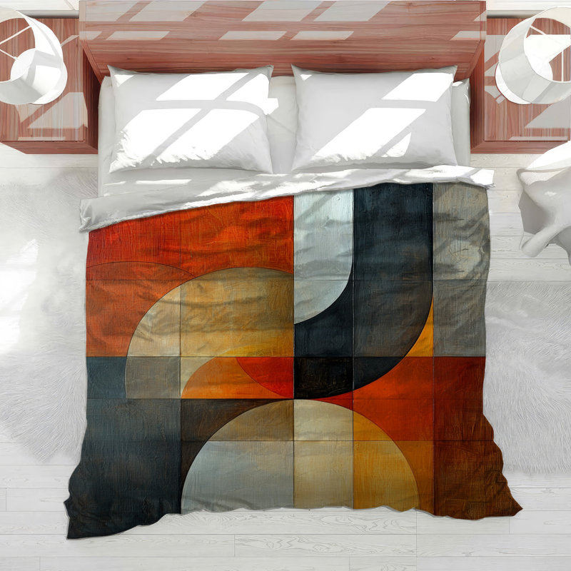 Circles Bedding Abstract Comforter Steampunk, Queen Comforter