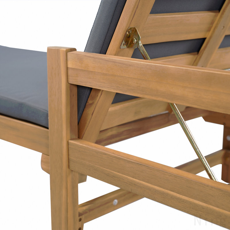 Chaise longue d'extérieur en acacia