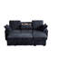 Canapé modulaire en chenille bleu foncé à 3 places avec porte-gobelet intégré, plateau amovible et rangement dissimulé, idéal pour les soirées de jeux, chaise longue modulaire convertible, sièges