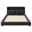 King Size Upholstered Platform Bed with 2 Pillows, Black-723472412-723472409