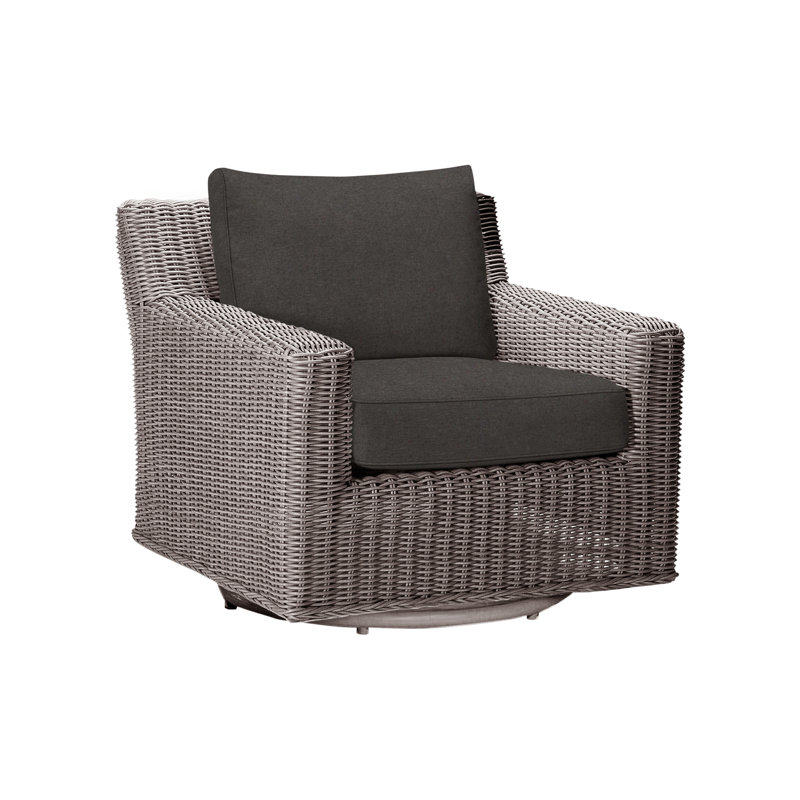 Rustic Swivel Patio Chair with Cushions, Oyster, Verona Fossil, Welt