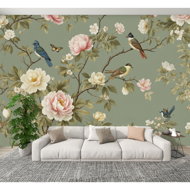 Papier peint auto-adhésif Chinoiserie, L 144 po x l 100 po