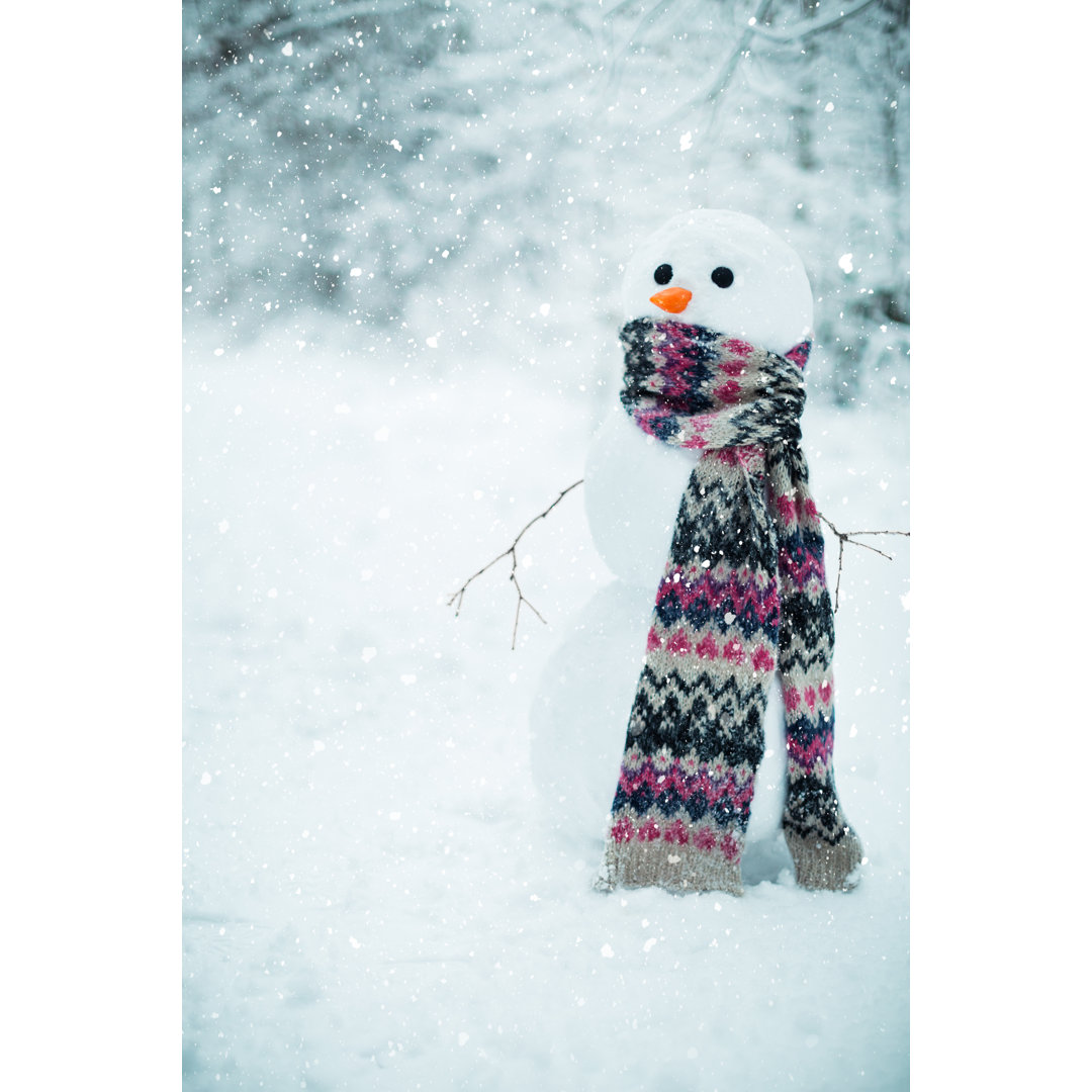 Schneemann im Wald von Andrey Danilovich - Leinwanddrucke