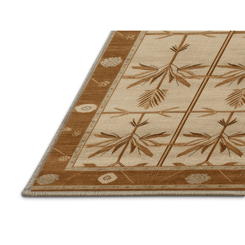 Tapis art déco brun lavable à la machine