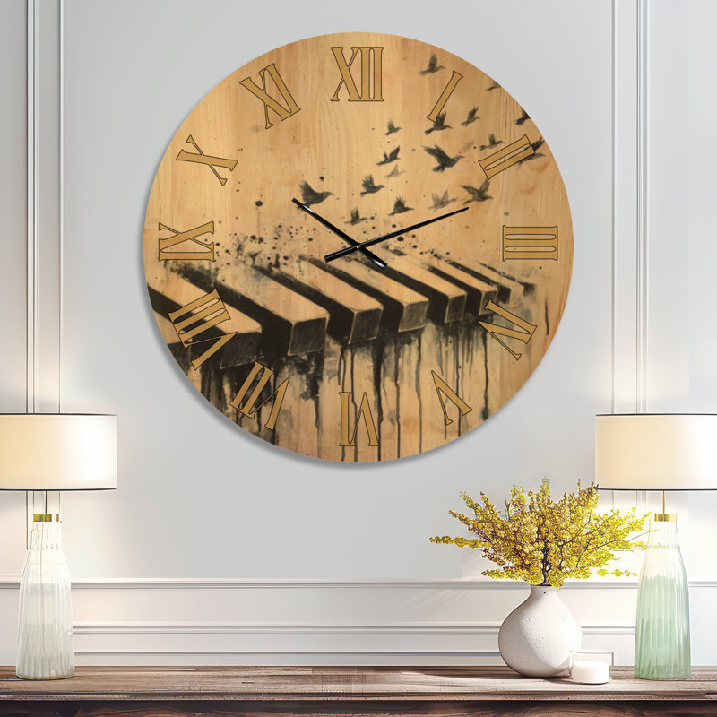 Melody Takes Flight - Horloge murale moderne surdimensionnée, imprimée sur bois, Extra Large