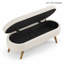 Banc de rangement ovale 43,5 pouces avec rangement à plateau relevable et pieds en bois, beige
