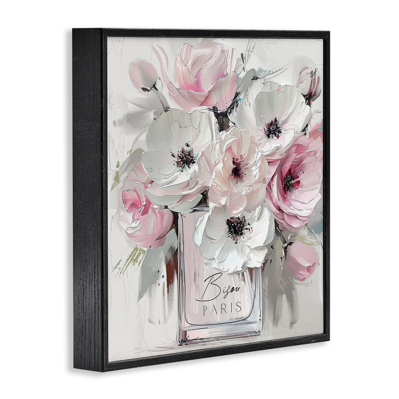 «Blush Pink Bisou Bouquet», estampe numérique, design par Annabelle Hall, H 12 po x l 12 po, Giclée encadrée noir minuit