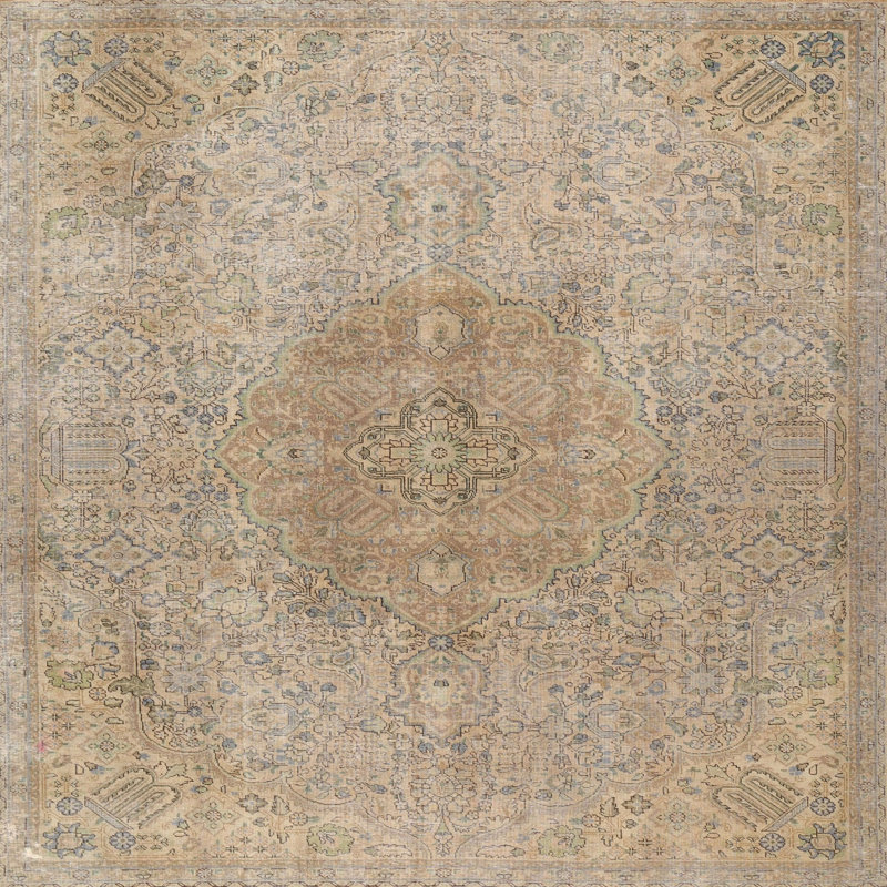 Tapis traditionnel gris / beige Rimma, Rond 3 pi