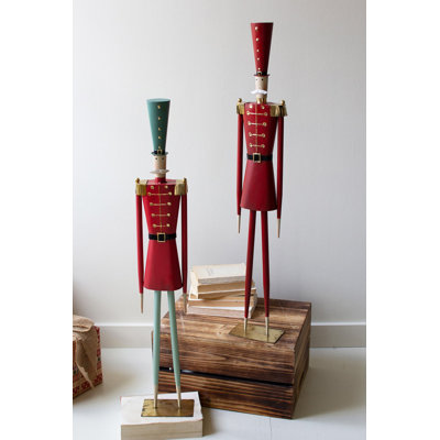 Ensemble de 2 décorations des Fêtes de Noël en métal peint H 35,5 po Kalalou