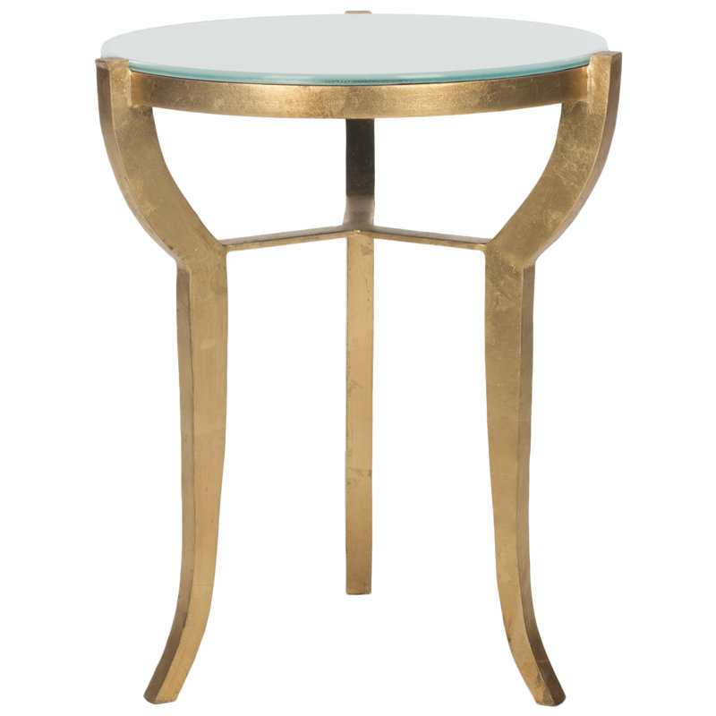 Jenson 3 Legs End Table, White/Gold