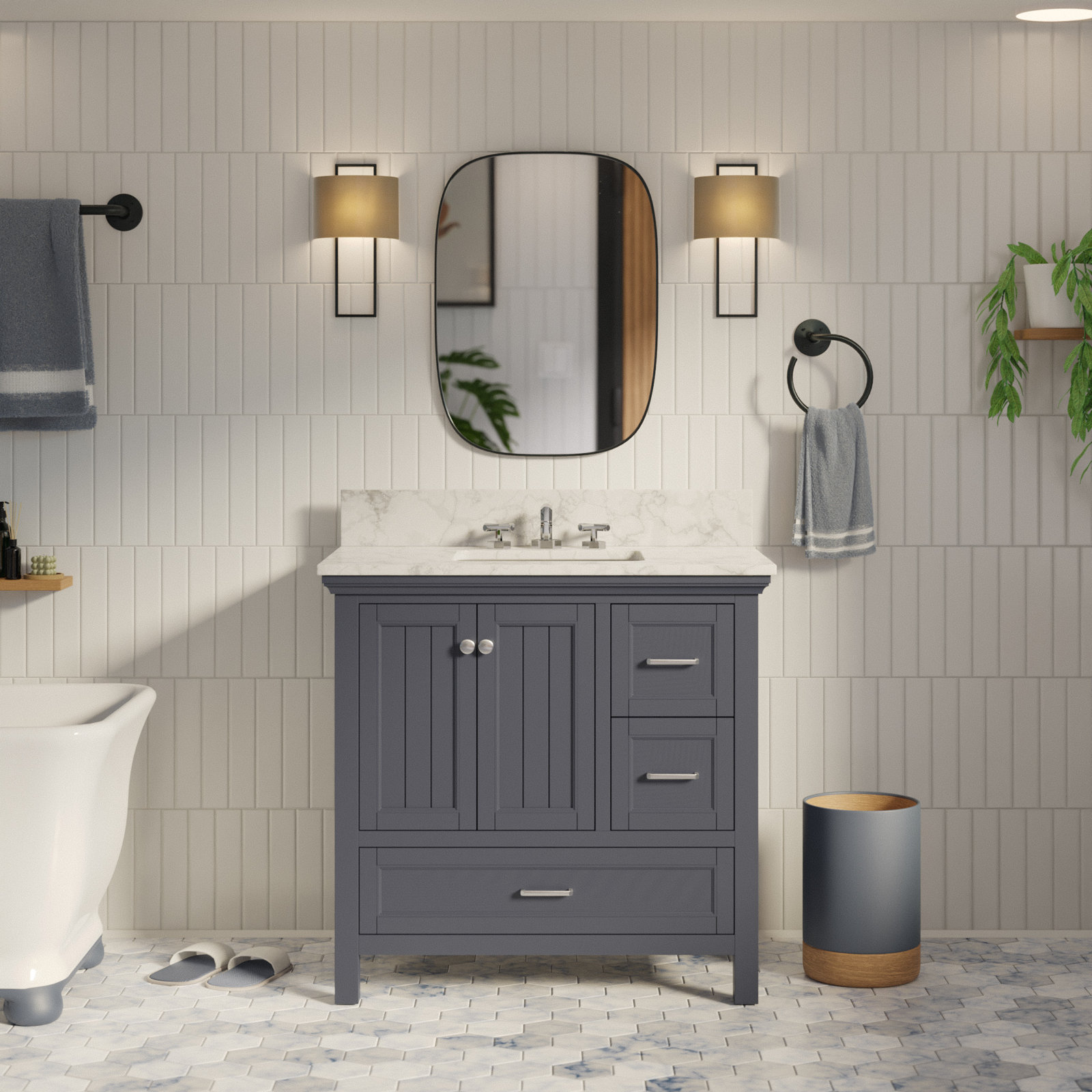 Maven 36'' Single Bathroom Vanity, Marine Gray