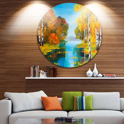 « bouleau forest near the river », reproduction d’art sur métal