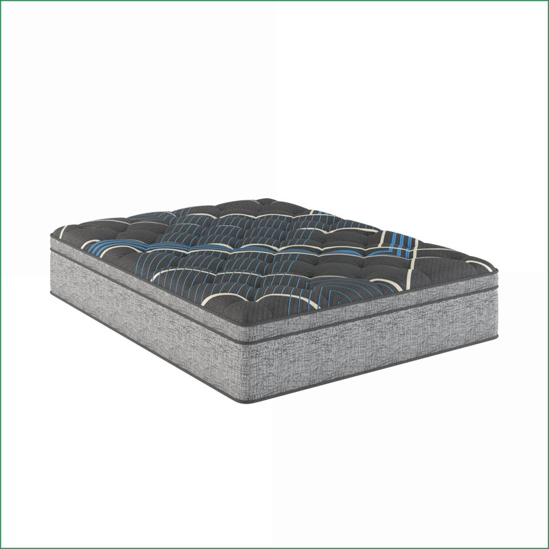 Mattresses, Restonic 15'' Euro Top Hybrid Twin Plush Mattress with Cooling &amp; Pocketed Coils | Foam | Slate Gray + Sky Blue