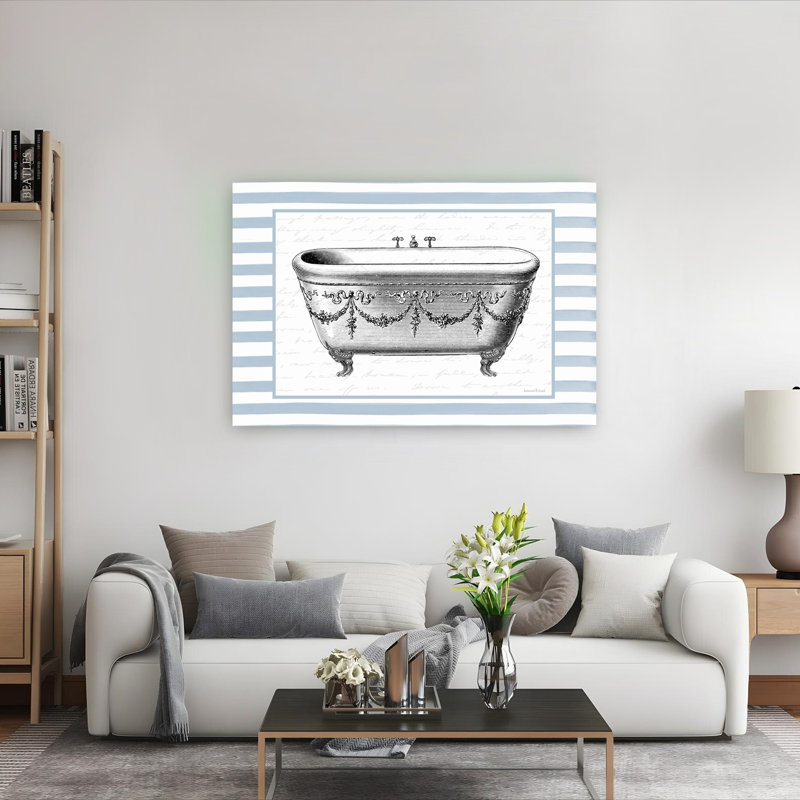 Art mural rétro rétro élégant avec baignoire sur pattes rétro, 40" H x 60" W