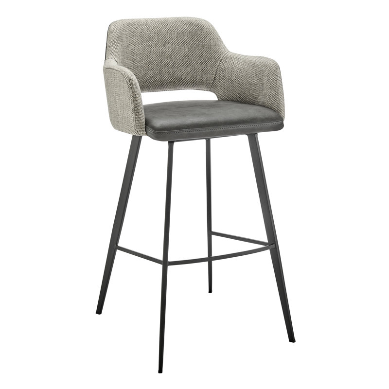 Tabouret de bar et de comptoir Ivonne, Tabouret de bar (siège d'une hauteur de 29,34 po), Similicuir gris foncé