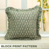 Fabdivine Block Print Handmade Frill Pillow Cover, Linen Floral Printed ...