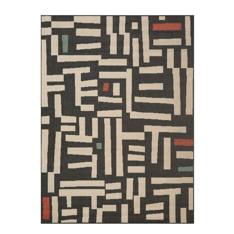 Mapa Modern Geometric Indoor/Outdoor Performance Area Rug, Rectangle 5' x 7'