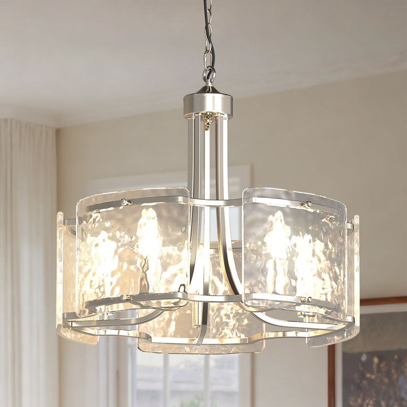 Lustre tambour 5 lumières 19 pouces, Nickel