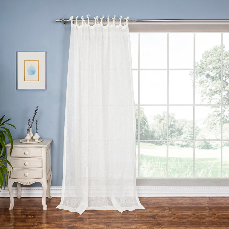 Jensen Linen Sheer Single Curtain Panel Panel, 52" W x 84" L, Ivory