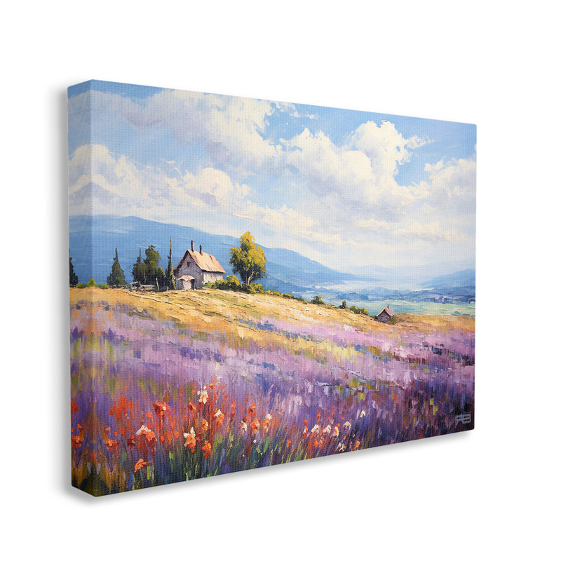 Art mural sur toile Cottage Meadow View par RB, H 24 po x l 30 po