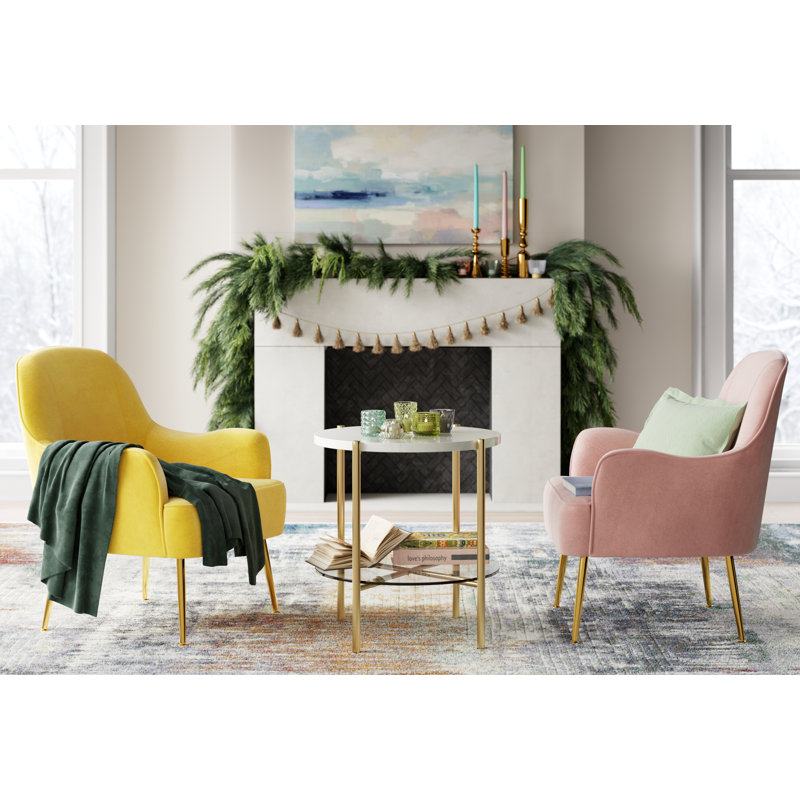 Shawna End Table, Faux White/Gold