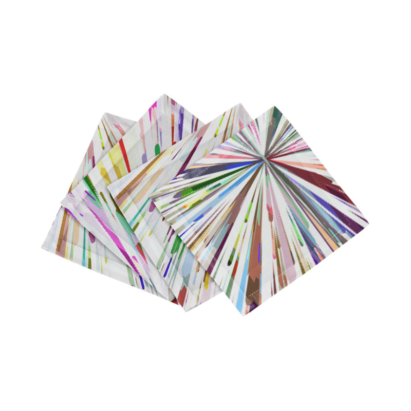 Fireworks Cotton Sateen Cocktail Napkins, White