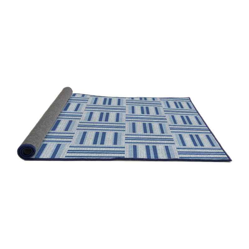 Tapis de zone bleue à motifs, Rond 5 pi