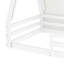 Lit simple - Lit inspiré avec tente blanche + rose et garde-corps pleine longueur, plancher de support en bois massif, garde-corps-990436985-990436987