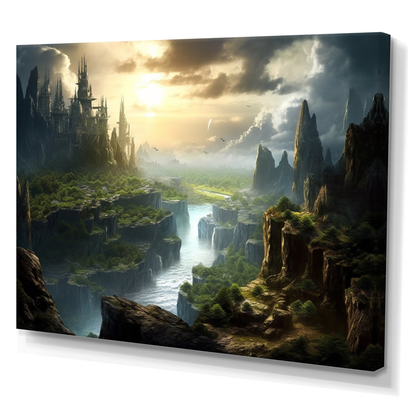 «Fairytale Castle II», reproduction sur toile, Toile tendue, H 16 po x l 32 po x P 1 po