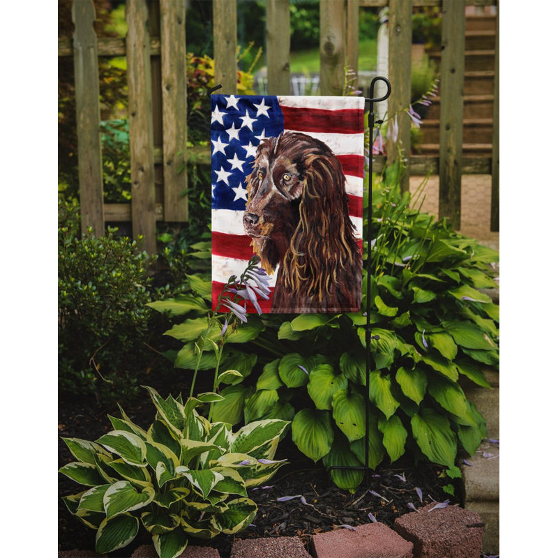 2 côtés en polyester de 2 côtés american drapeau de jardin, Épagneul Boykin