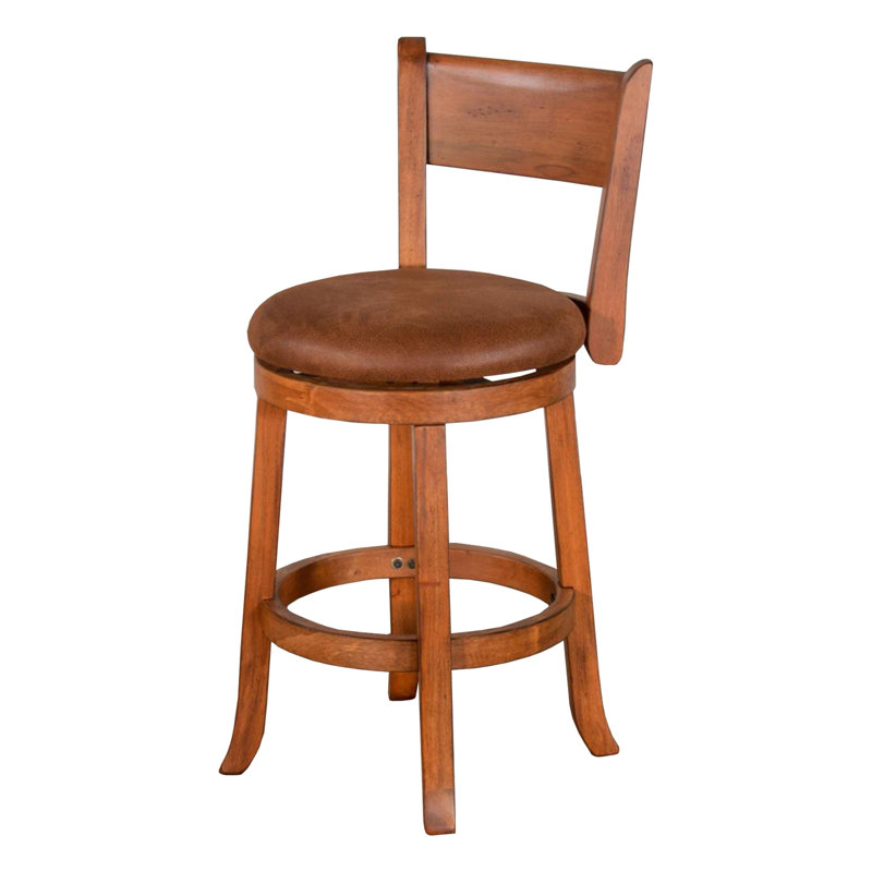 Ensemble de 2 chaises pivotantes Marv, similicuir brun, bois