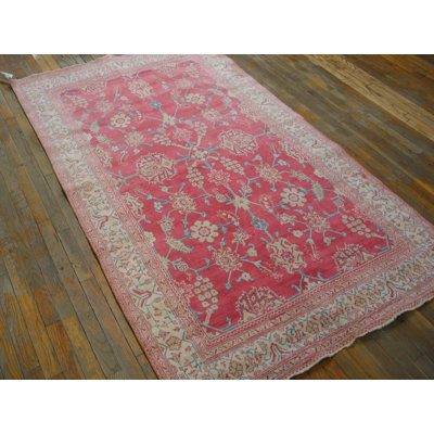 Tribal Large Scale Pattern Antique Warm Faded Rosey Red Color Cotton Agra Rug