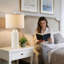Lampe de table moderne en céramique 21 "avec lumière à 3 intensités pour la chambre à coucher et le salon-354375777
