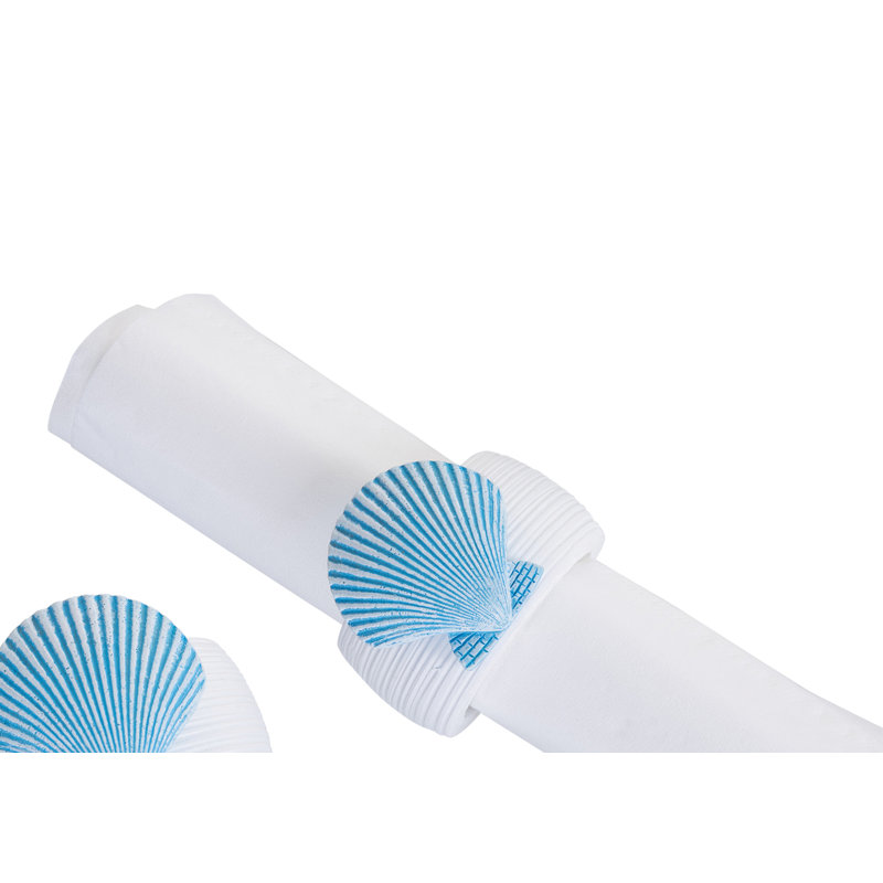 Blue Sea Shell Napkin Ring S/4