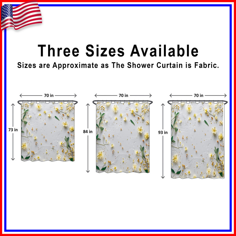 Rideau de douche floral - décor de salle de bain nature minimaliste, 70in W x 84in H