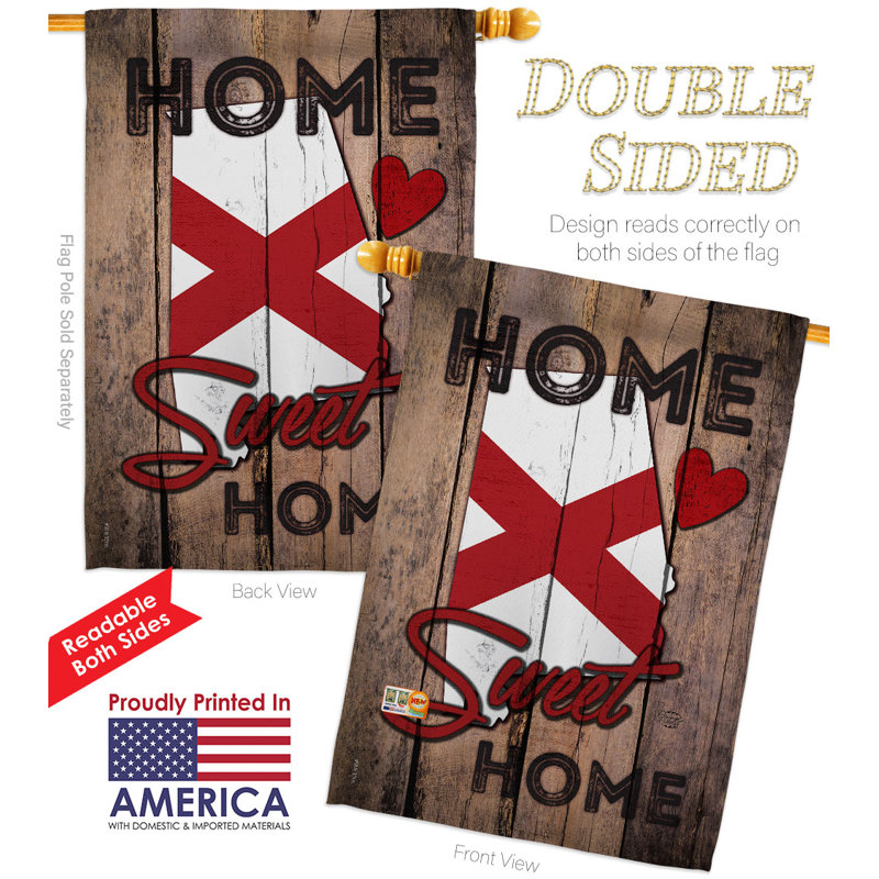 Drapeau de maison en polyester à 2 côtés 40 x 28 po, Alabama