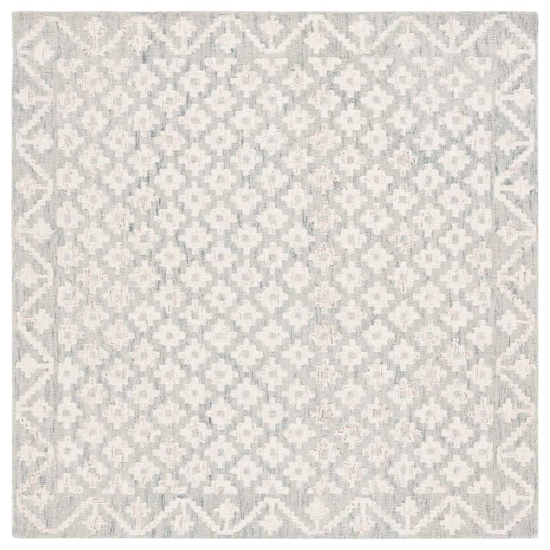 Tapis ivoire / bleu clair Metro 357, Carré 6 pi