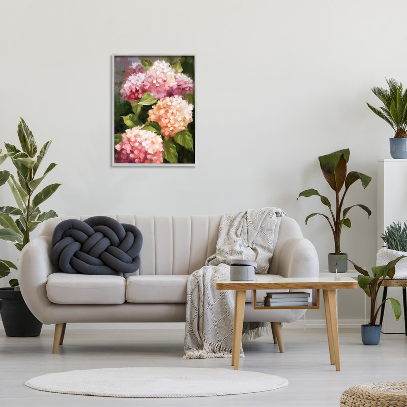 Hortensias roses en fleurs par Ziwei Li, H 30 po x l 24 po x P 1,5 po, Estampe numérique Farmhouse