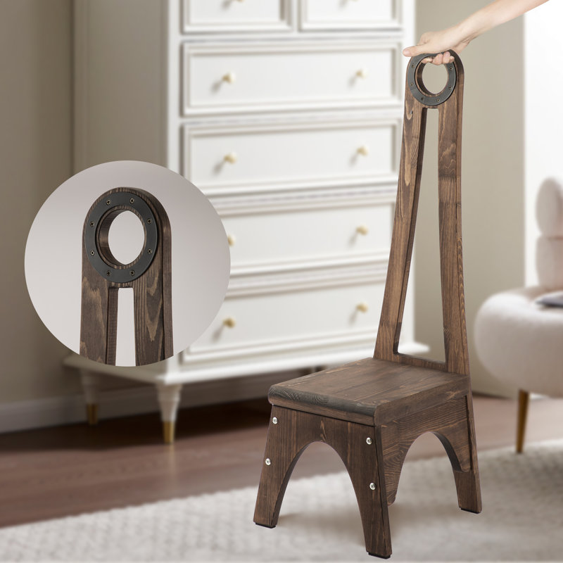 Tabouret d'appoint en bois massif Feeny, Noyer