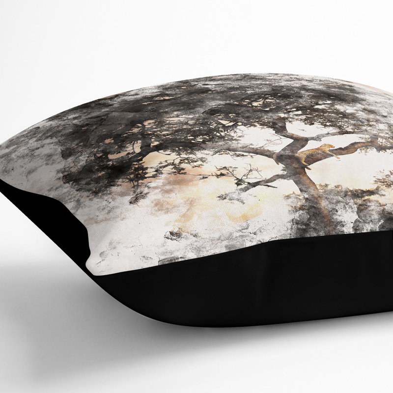 Leopard Siesta Watercolour Cushion with Filling, 40cm H x 40cm W x 15cm D, Black