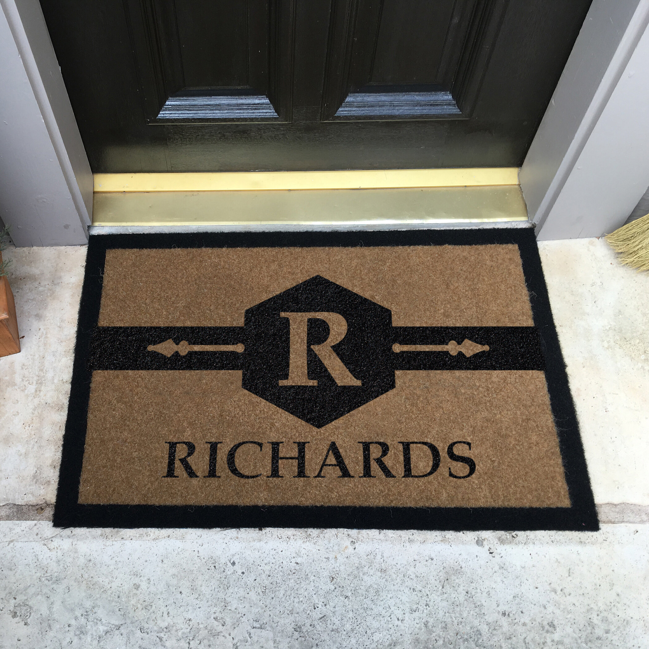 Boalt All-Weather Personalized Non-Slip Outdoor Door Mat Canora Grey Color: Black, Customize: Yes