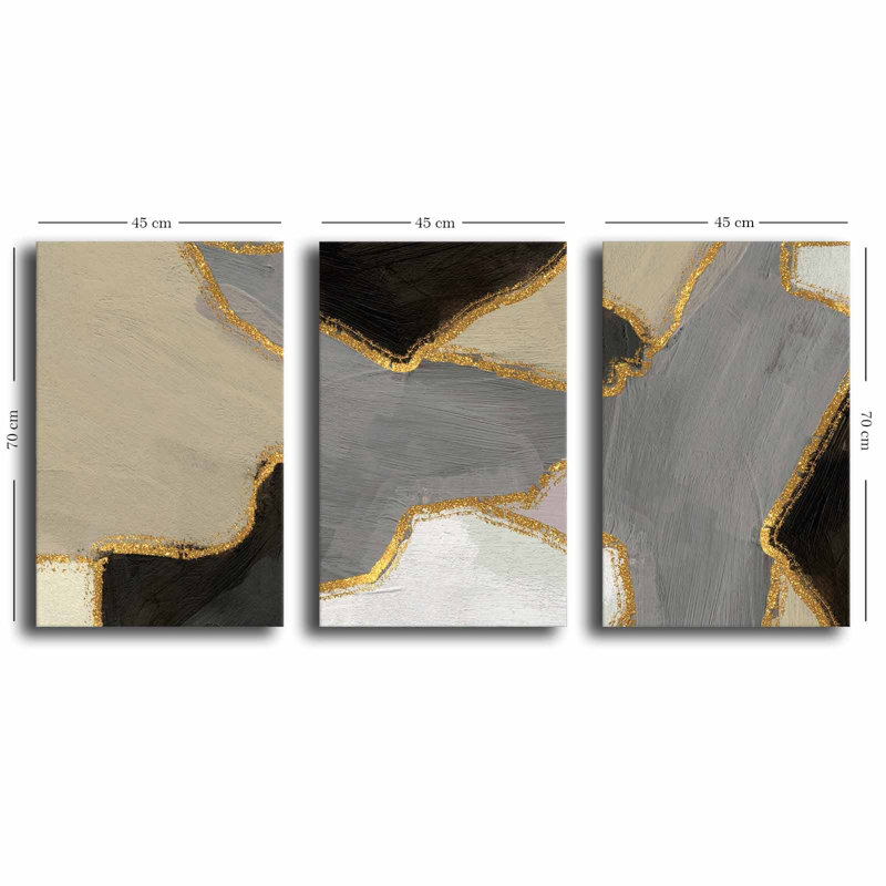 Superbe ensemble de peinture sur toile décorative (3 pièces), 100% toile, taille totale: 57,1 po x 27,6 po | Structure 100% bois de pin, épaisseur: 0,1 pouce | Parfait pour le décor du salon et de la chambre à coucher, des couleurs vives et un design