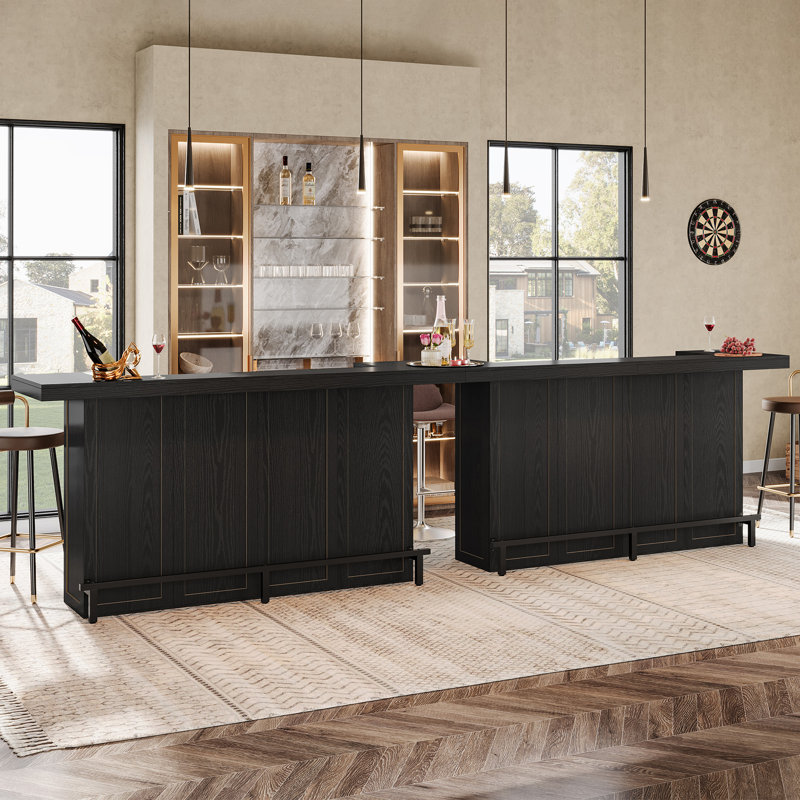 70.9 Inch 4-Tier Bar Cabinet,Home Bar, Black