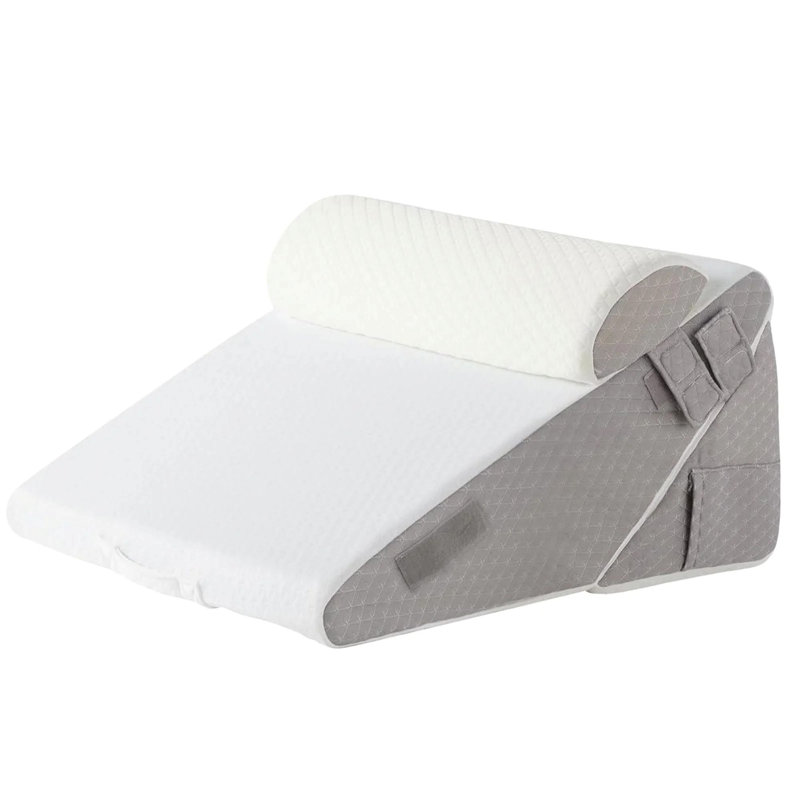 Bed Wedge Pillow, Memory Foam Sleeping Support Pillow With Headrest Adjustable Incline Cushion For Acid Reflux, Gerds, Back Pain