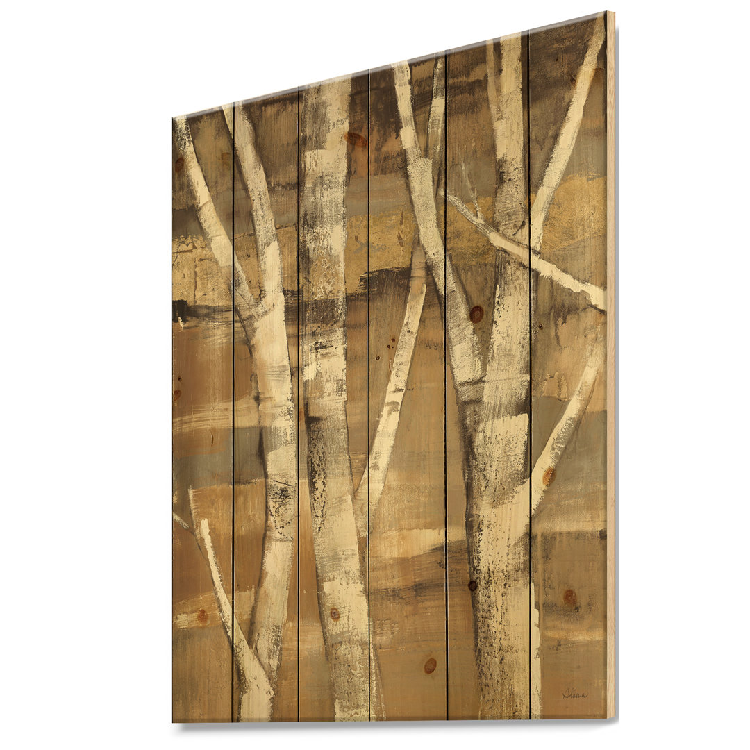 Natural Birch Forest II - Traditional Print on Natural Pine Wood East Urban Home 