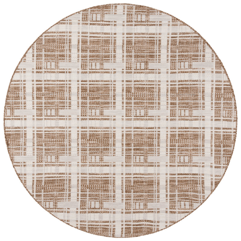 Emberton Performance Plaid Rug, Round 6'7"